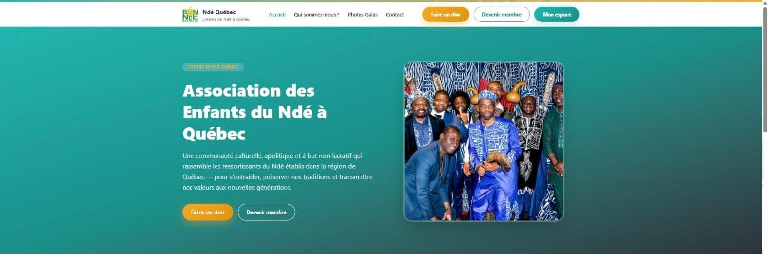 Aperçu du site public d'une association cliente, propulsé par TontiGo